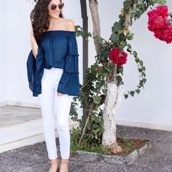 Free People swing sleeves off shoulder top - Picture 9 of 9